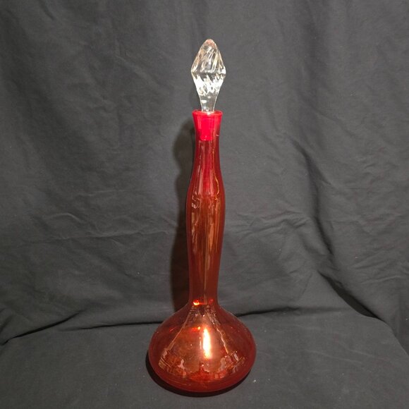 Vtg Blenko Genie Bottle Decanter - Orange - Picture 2 of 9